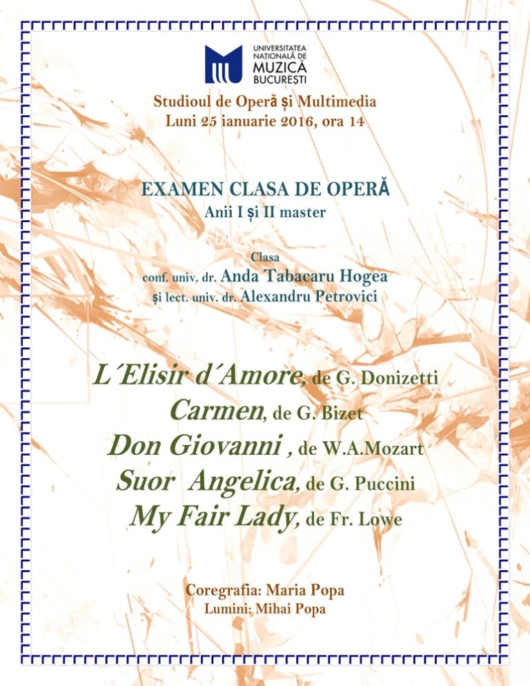 Examen clasa de operă – anii I si II master