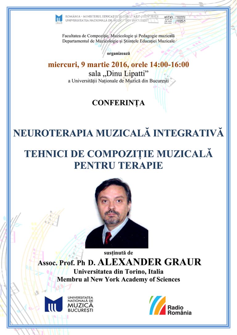 Conferinta: Neuroterapia muzicală integrativă – Tehnici de compoziție muzicală pentru terapie