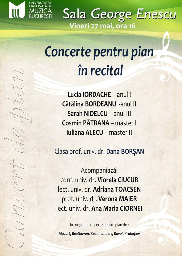 Concerte pentru pian in recital