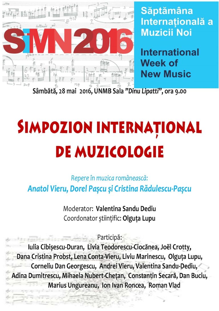 SIMN 2016: Simpozionul international de muzicologie