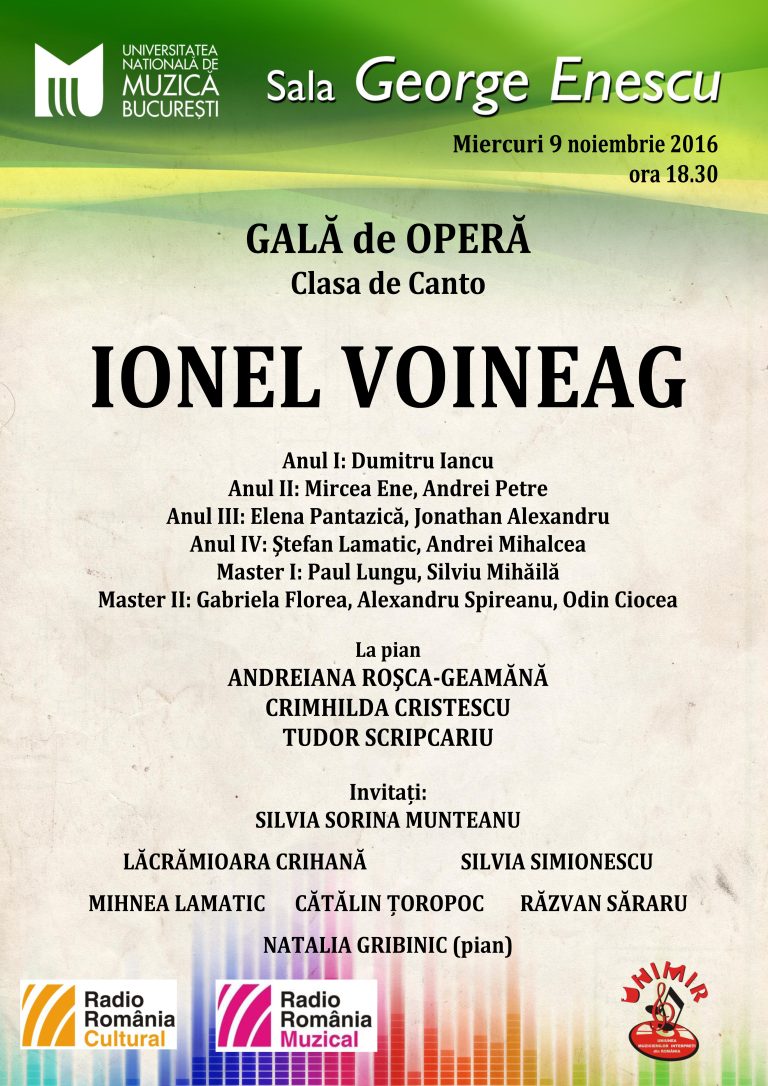 Gală de Operă – Clasa de Canto – Ionel Voineag